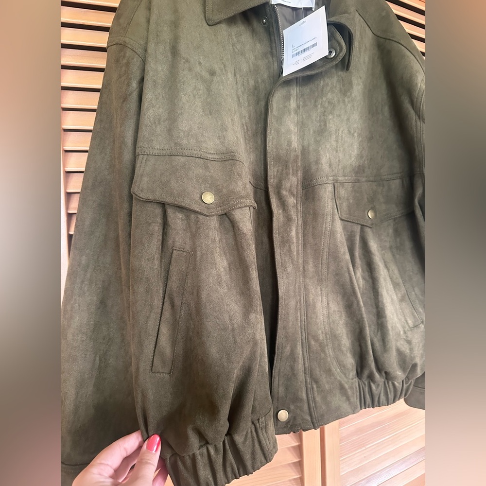 NWT OAK + FORT VEGAN SUEDE BOMBER JACKET - Picture 5 of 6